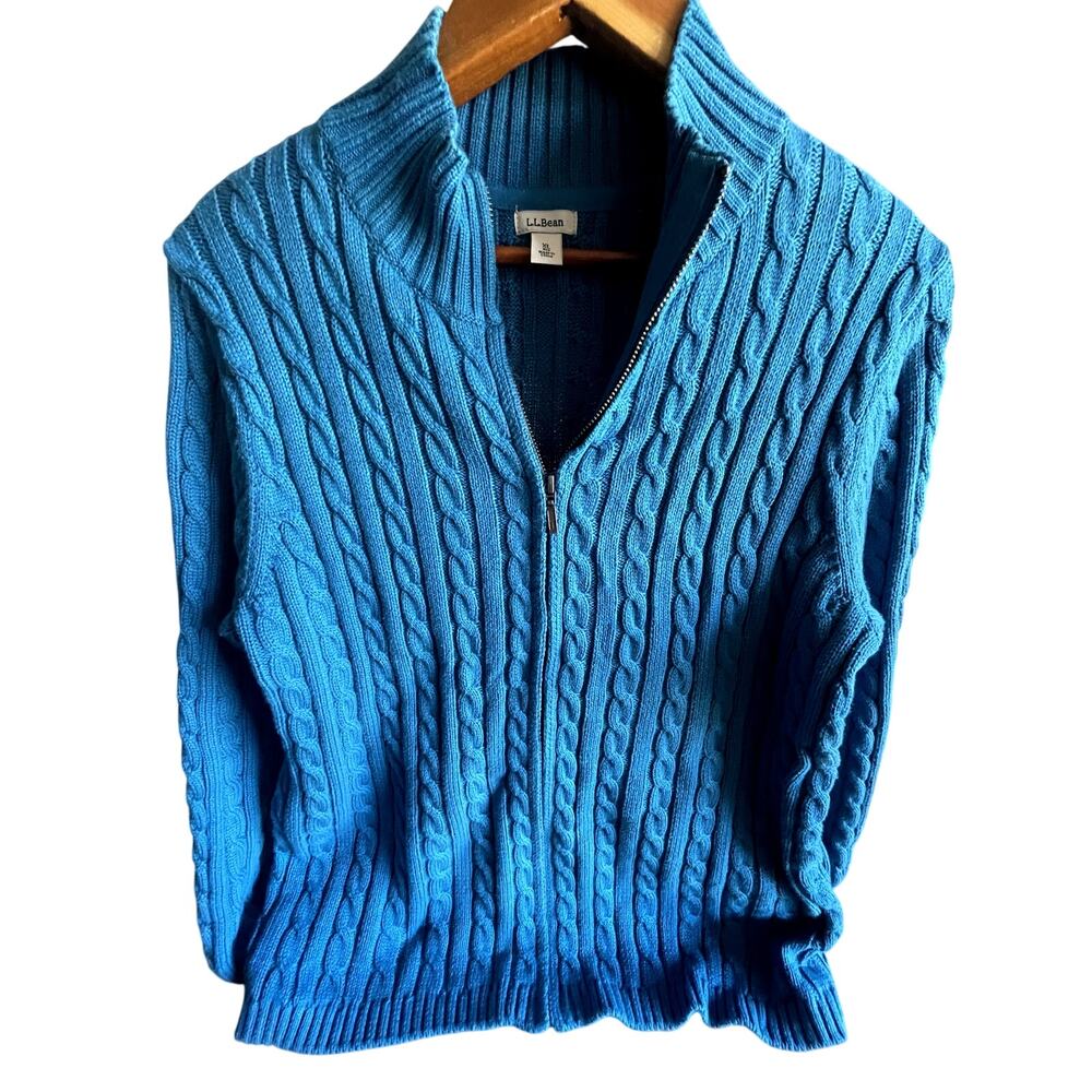 Electric Blue LL Bean Zip up Sweater XL